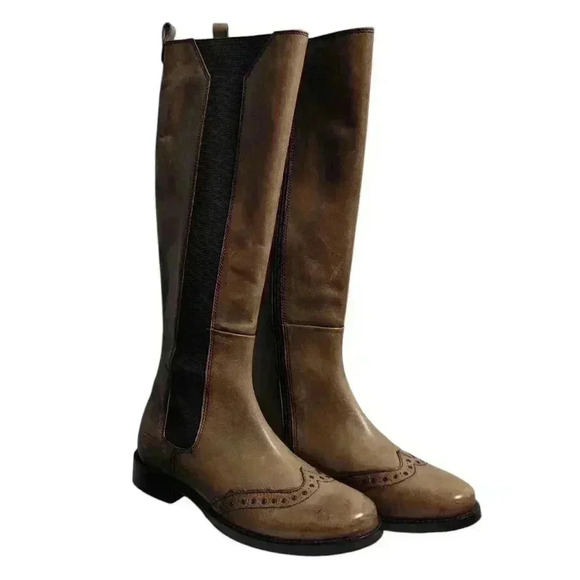 NICO NERINI Vero Cuoio Brown Leather Zip Up Riding Boots Size 38 US 8 - Picture 3 of 14